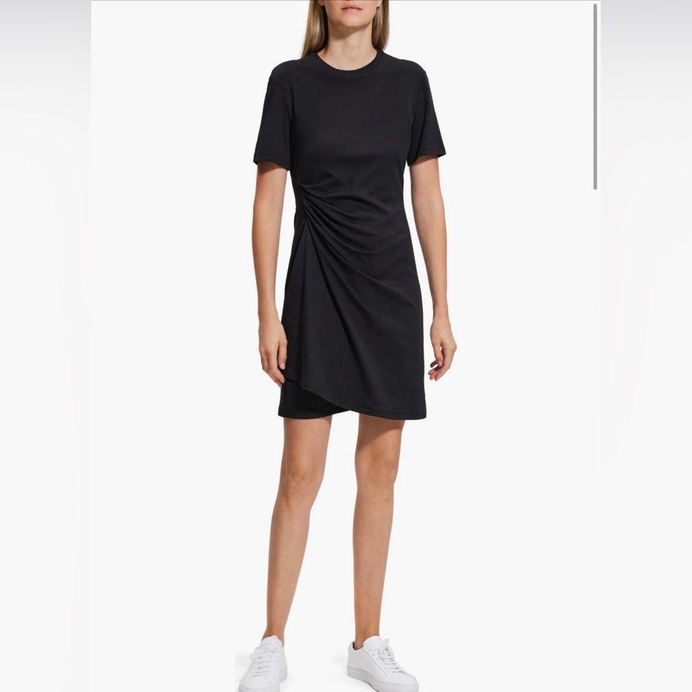 Theory Side Drape Supima Cotton T Shirt Dress
